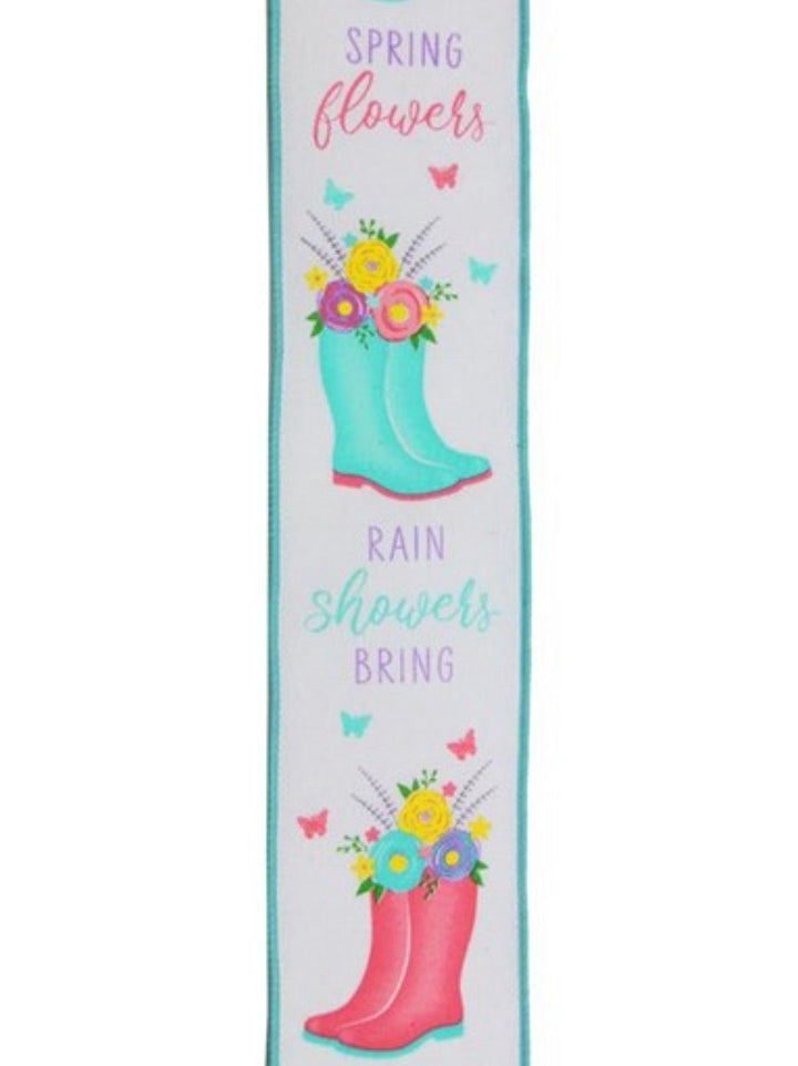 Spring rain boots wired ribbon 2.5” - Greenery MarketRibbons & TrimRGC143727