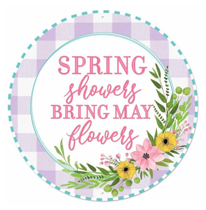 Spring showers metal round sign - 12” - Greenery MarketSeasonal & Holiday DecorationsMD0873