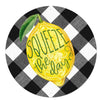 Squeeze the day Lemon sign with black white plaid - Greenery Market Seasonal & Holiday Decorations