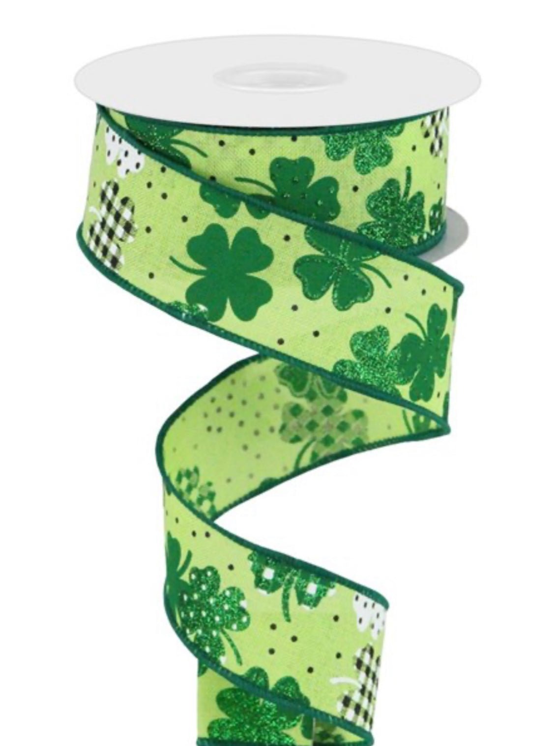 St Patrick’s day shamrock green wired Ribbon 1.5” - Greenery MarketWired ribbonRGC187609