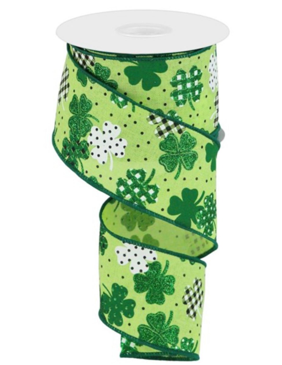 St Patrick’s day shamrock green wired Ribbon 2.5” - Greenery MarketWired ribbonRGC187709