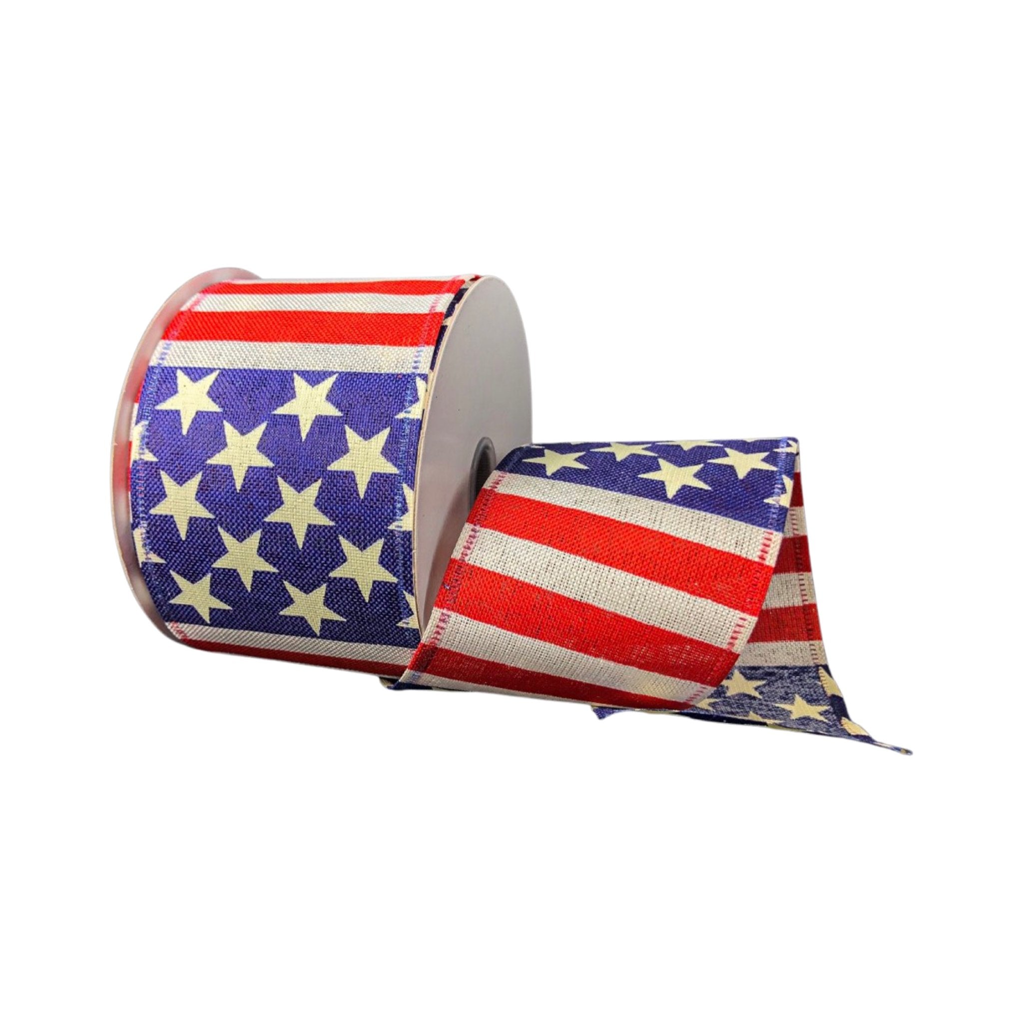 Stars and Stripes wired ribbon 2.5” Greenery Market
