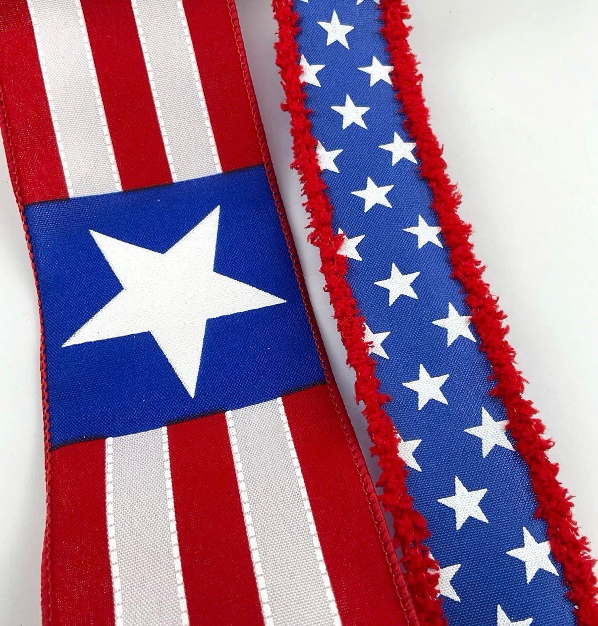 Stars Patriotic bow bundle x 2 ribbons - Greenery MarketWired ribbonFlagx2