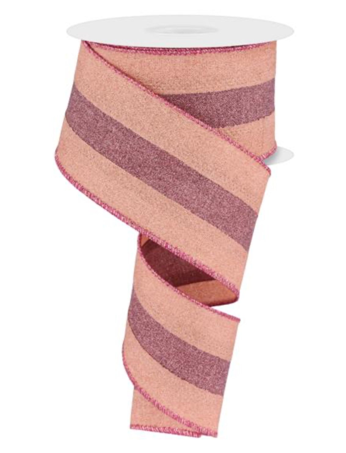 Striped, fine glitter, mulberry and pink, wired Ribbon 2.5” - Greenery MarketRgc8118x5