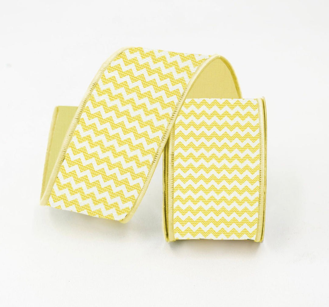 Summer chevron, yellow, 2.5” farrisilk wired ribbon - Greenery MarketRibbons & TrimRK198-46