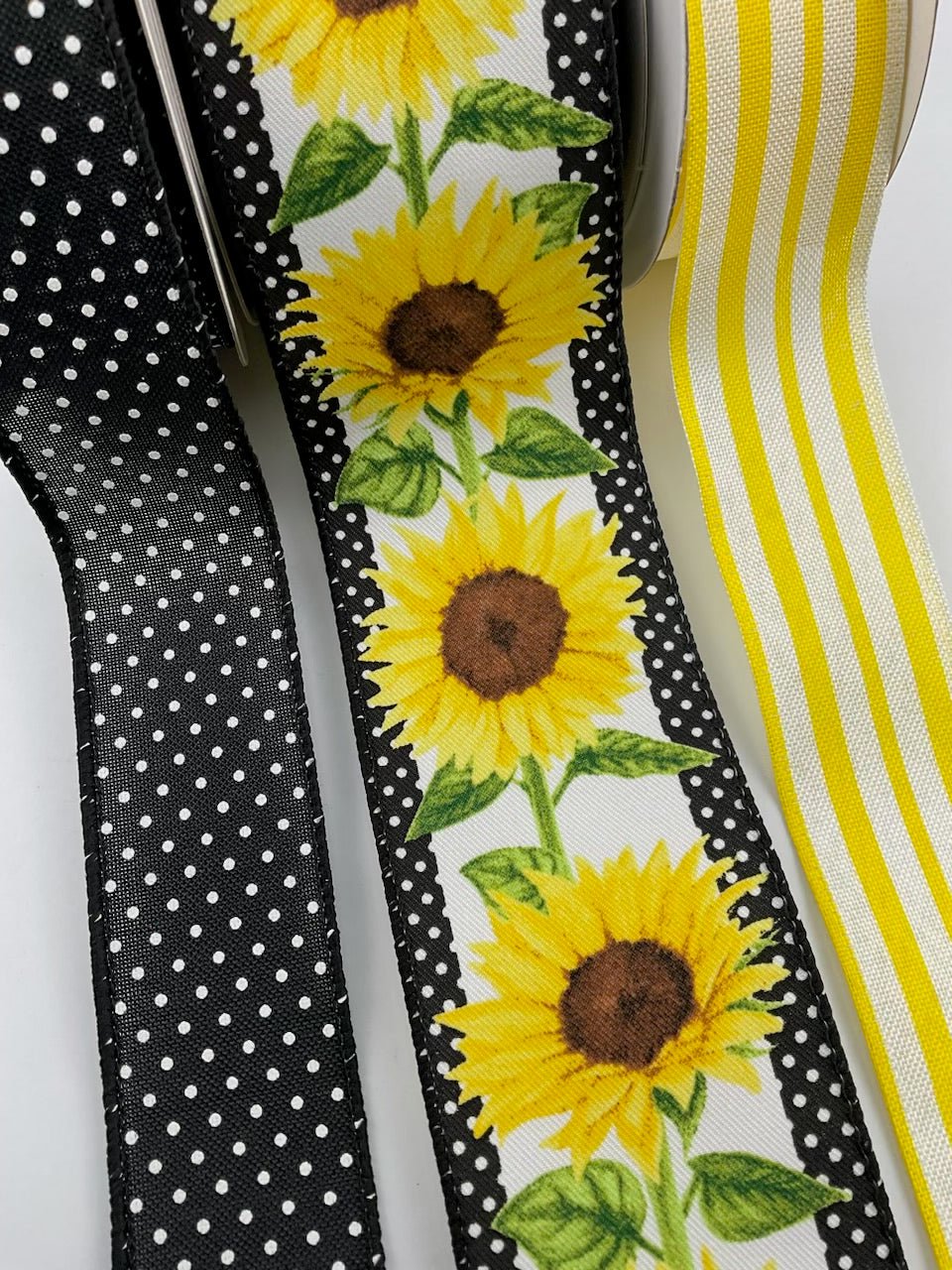 Sunflower, bow bundle x 3 wired ribbons - Greenery MarketWired ribbonDotsunflowerx3