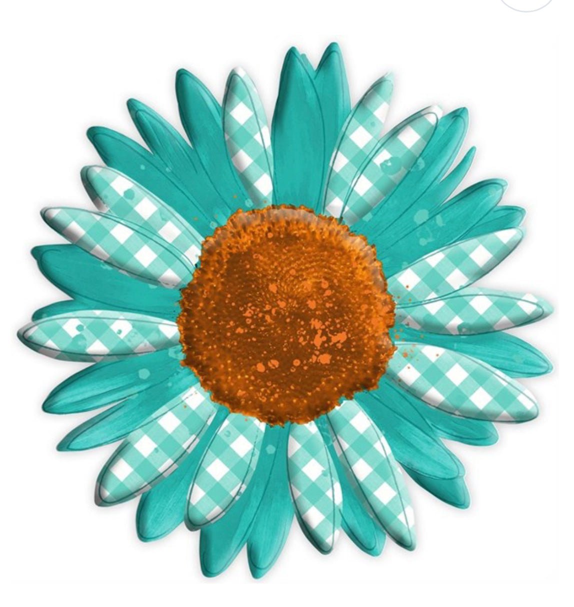 Sunflower, embossed metal, sign for wreaths - blue and orange MD078437 - Greenery MarketSeasonal & Holiday DecorationsMD078437