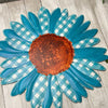 Sunflower, embossed metal, sign for wreaths - blue and orange MD078437 - Greenery MarketSeasonal & Holiday DecorationsMD078437