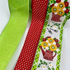Sunflower with red watering can bow bundle x 3 wired ribbons - Greenery MarketWired ribbonRedcanx3