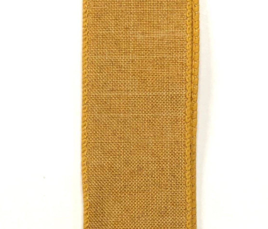 Sunflower yellow linen, wired ribbon 2.5” - Greenery MarketWired ribbonX314840-49