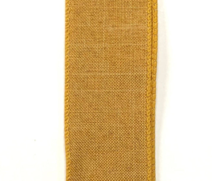 Sunflower yellow linen, wired ribbon 2.5” - Greenery MarketWired ribbonX314840-49