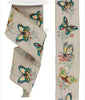 Tan Butterflies and branches wired Ribbon 2.5” RGE111003 - Greenery Marketwired ribbonRge111018