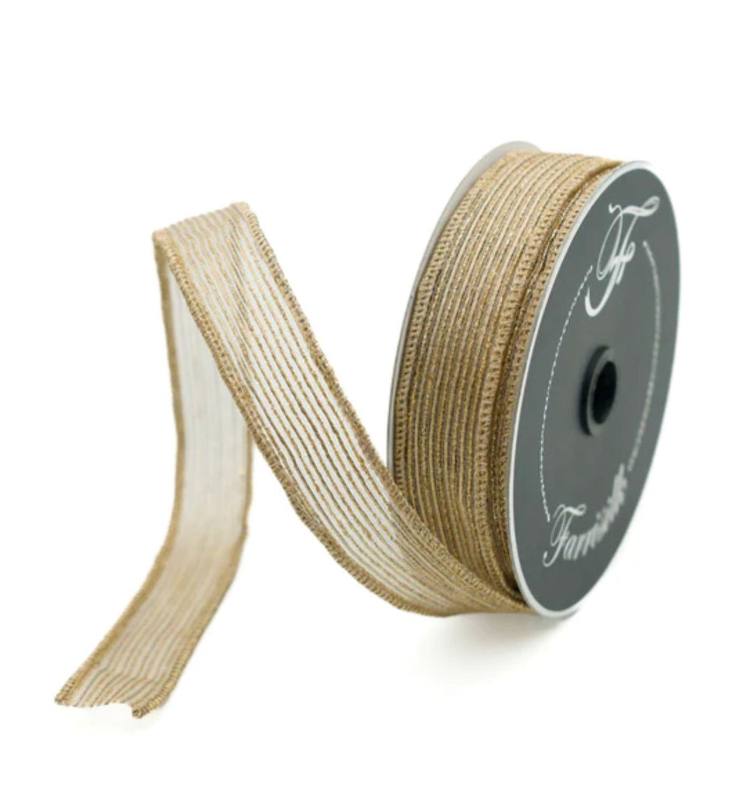 Tinsel shimmer rose gold 1” farrisilk wired ribbon - Greenery MarketRibbons & TrimRK345-60