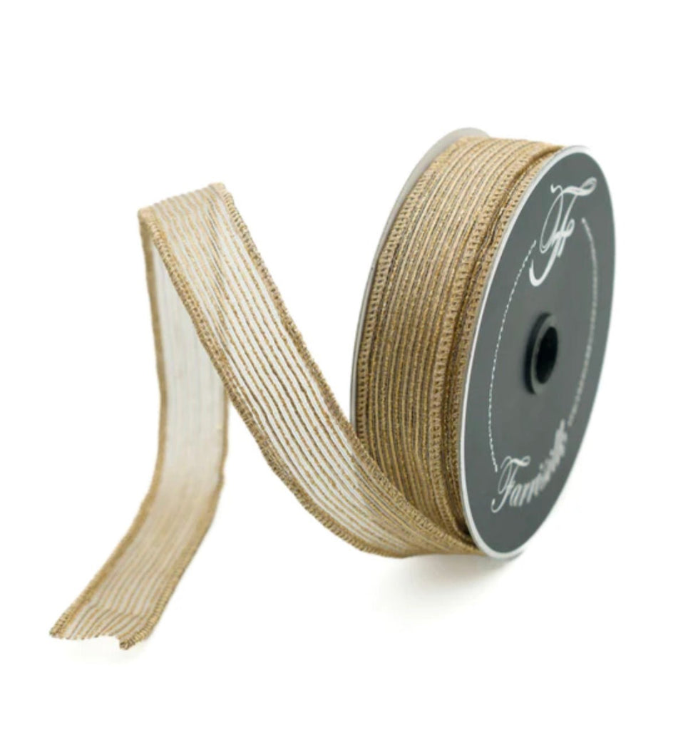 Tinsel shimmer rose gold 1” farrisilk wired ribbon - Greenery Market