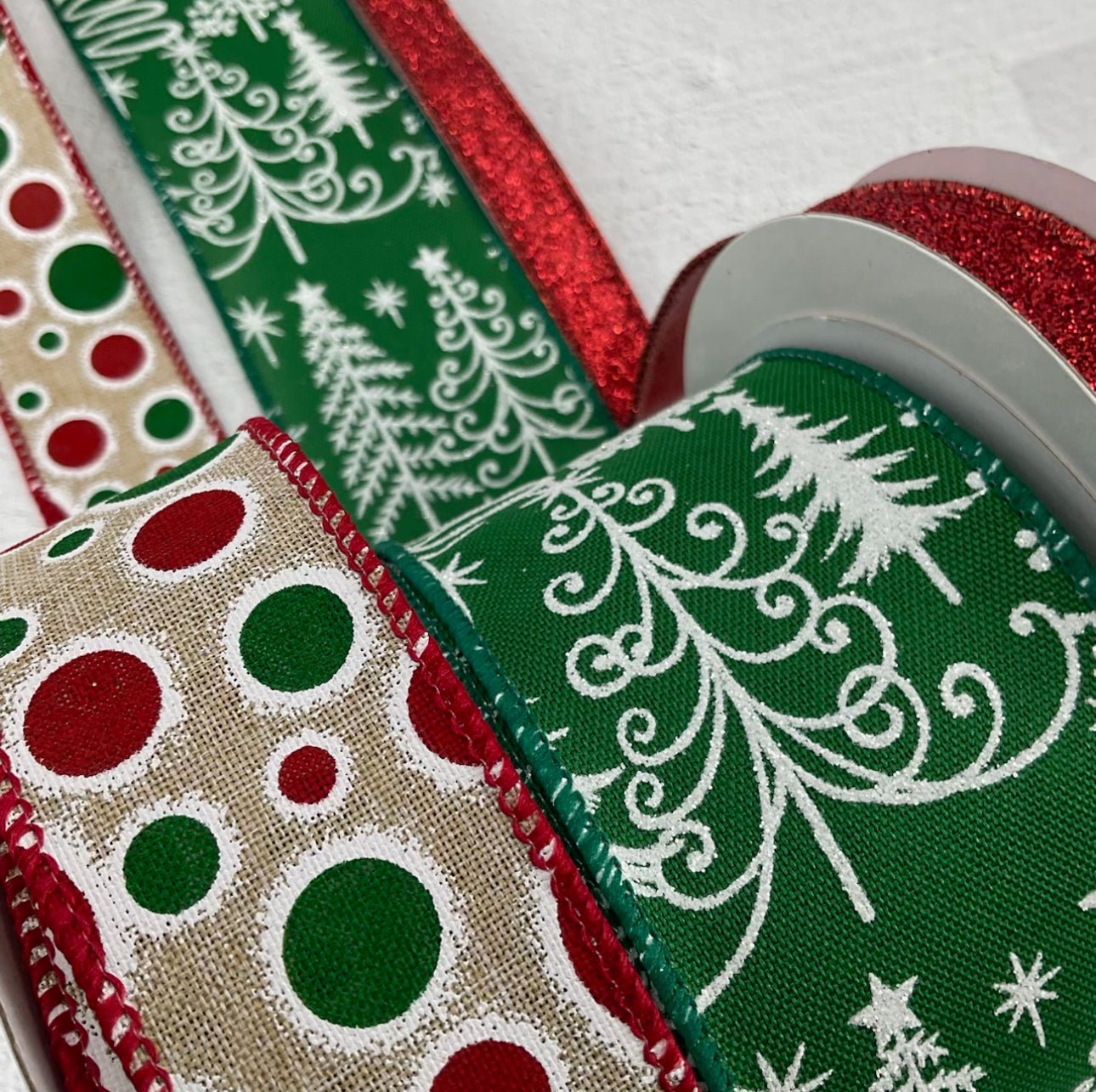 Trees and dots Christmas bow bundle x 3 ribbons - Greenery MarketRibbons & Trim