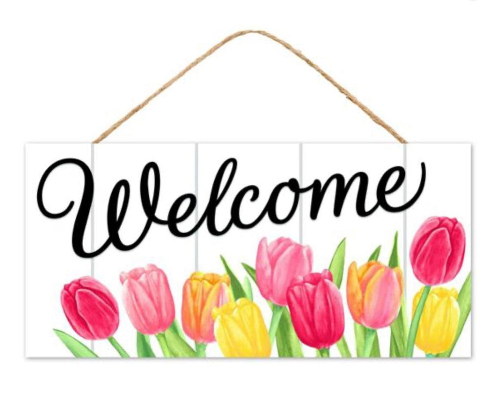 Tulip floral Welcome sign - Greenery Market