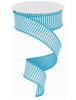 Turquoise and white horizontal stripe wired ribbon - 1.5” - Greenery MarketWired ribbonRG1780A2