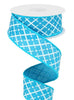 Turquoise shimmered plaid linen 1.5” wired ribbon - Greenery Market Wired ribbon
