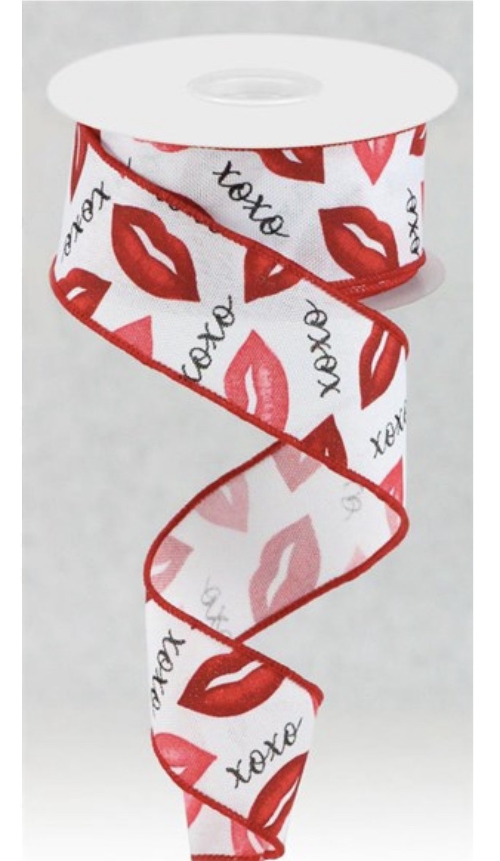 Valentine’s Day lips wired ribbon - 1.5” - Greenery MarketWired ribbonRGC174127