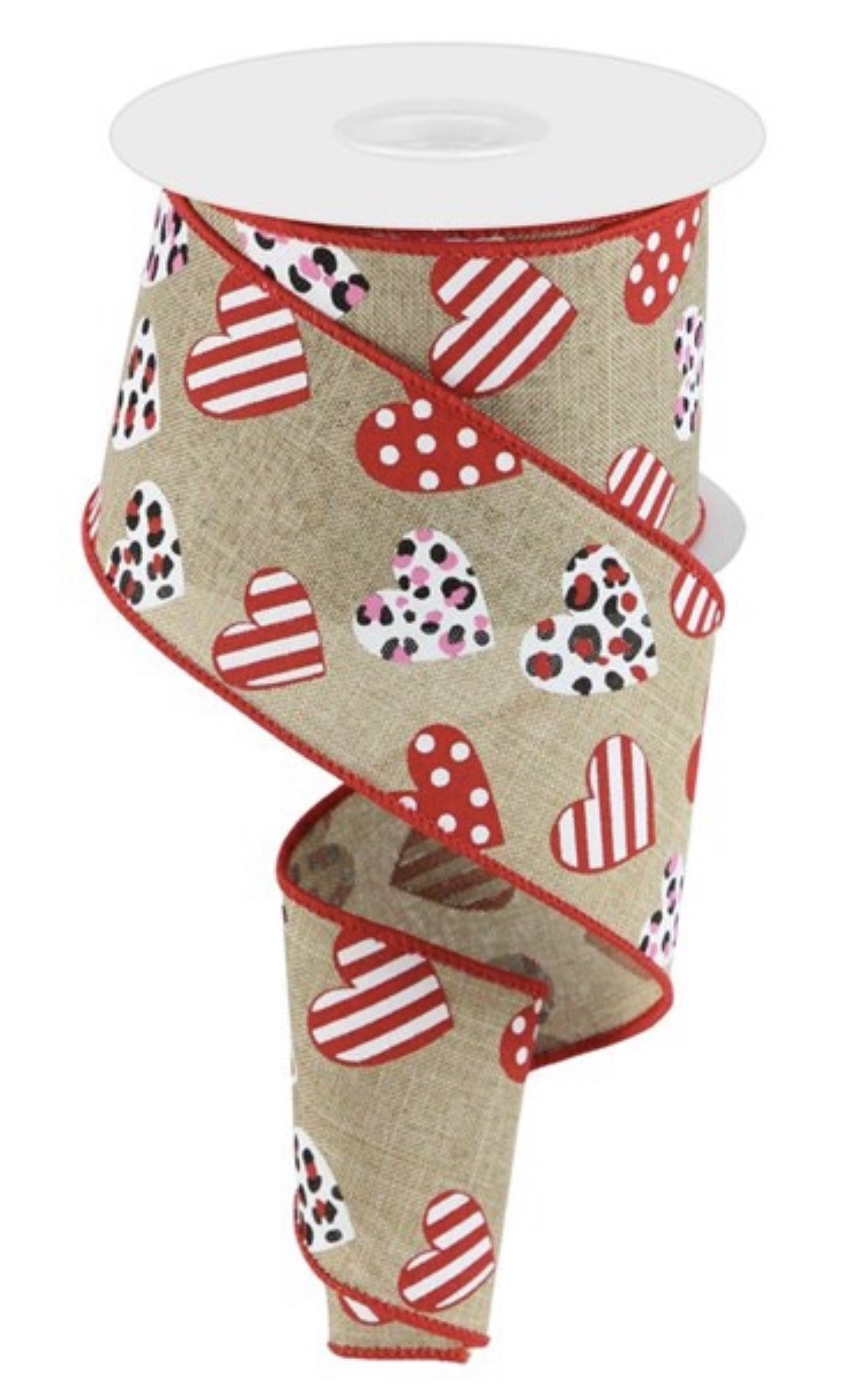 Valentines hearts with leopard and stripes and dots ribbon - Greenery MarketWired ribbonrgc177701