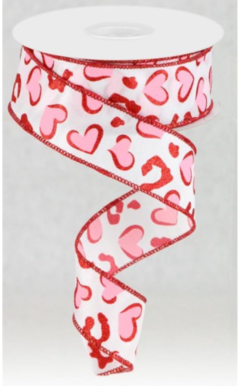 valentines hearts with leopard spots 1.5” wired ribbon - Greenery MarketWired ribbonRGC189624