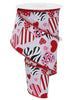 Valentines hearts with zebra and stripes wired ribbon 2.5” - Greenery MarketWired ribbonRGE101427