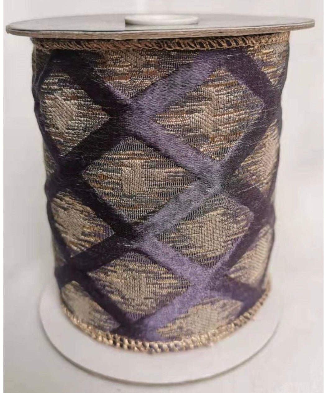 Velvet, lattice diamond purple wired ribbon 4” - Greenery MarketRibbons & Trim180125