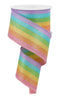 Vertical stripe pink, purple and blue ribbon, 2.5" wired - Greenery MarketWired ribbonRge14553t