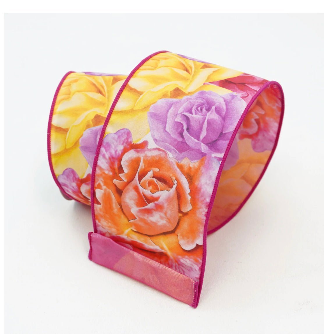 Vibrant roses 4” farrisilk wired ribbon - Greenery MarketRibbons & TrimRK019-32
