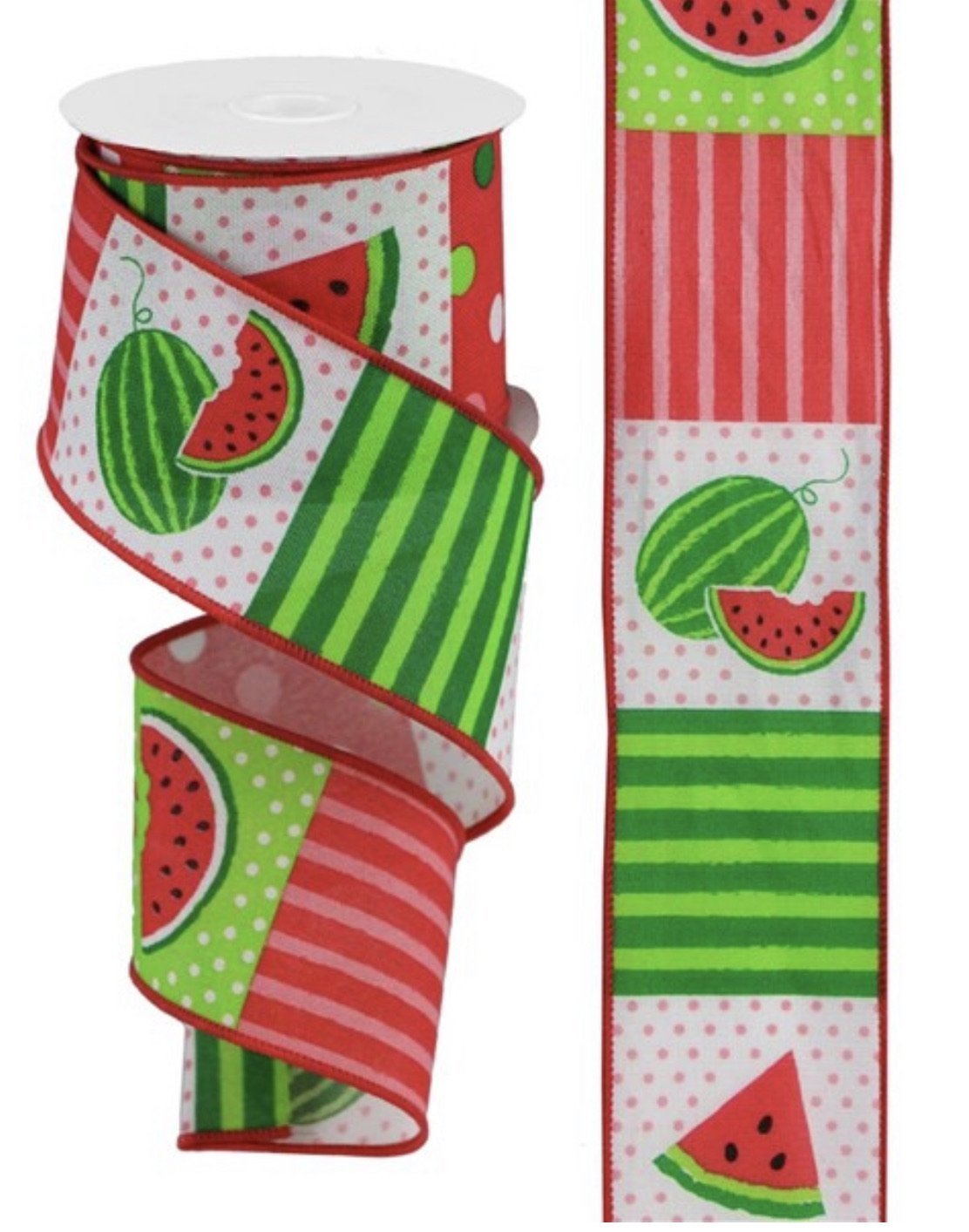 Watermelon block wired ribbon, 2.5