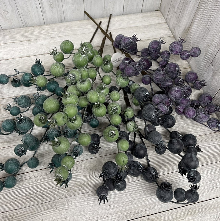 Weathered crabapple navy blue berry spray - Greenery Market Berries