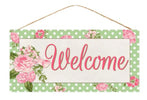 Welcome floral sign - pink, and green - Greenery Marketsigns for wreathsAp8593