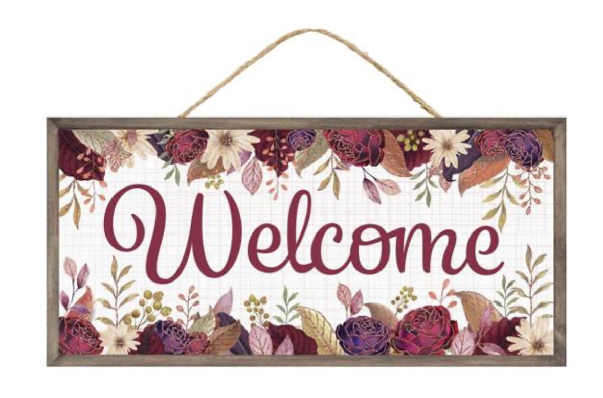 Welcome floral sign - Greenery Marketsigns for wreathsAp7862