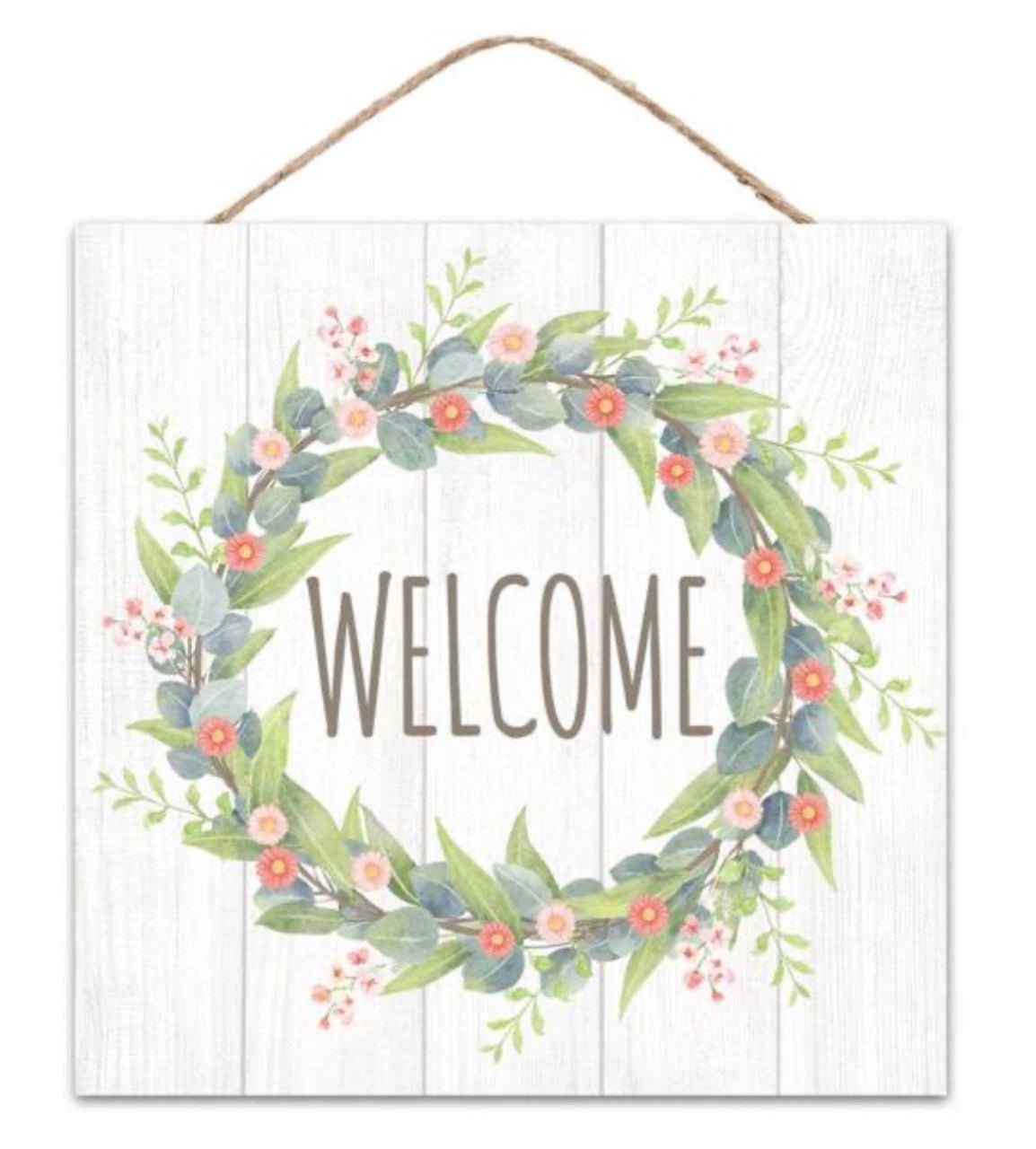 Welcome floral wreath sign - Greenery Marketsigns for wreathsAP7331