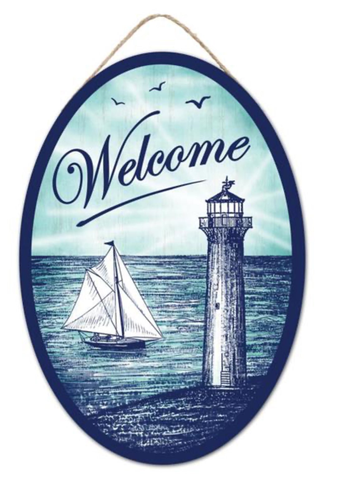 Welcome lighthouse sign - Greenery Marketsigns for wreathsAP7325