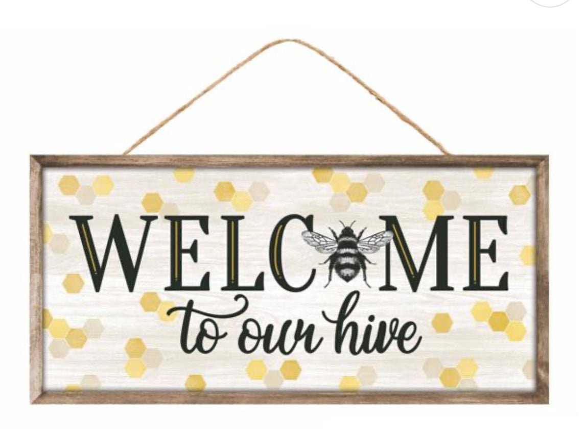 Welcome to our hive bee sign - Greenery Marketsigns for wreathsAp7271