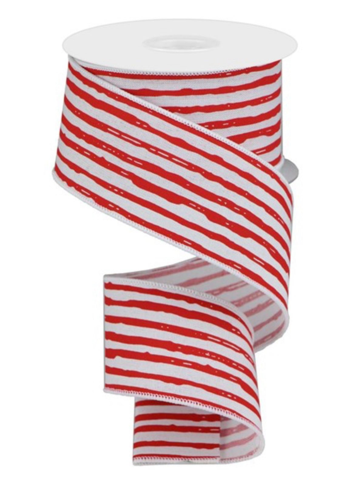 White and red stripe wired ribbon, 2.5” - Greenery MarketRibbons & TrimRGA138227