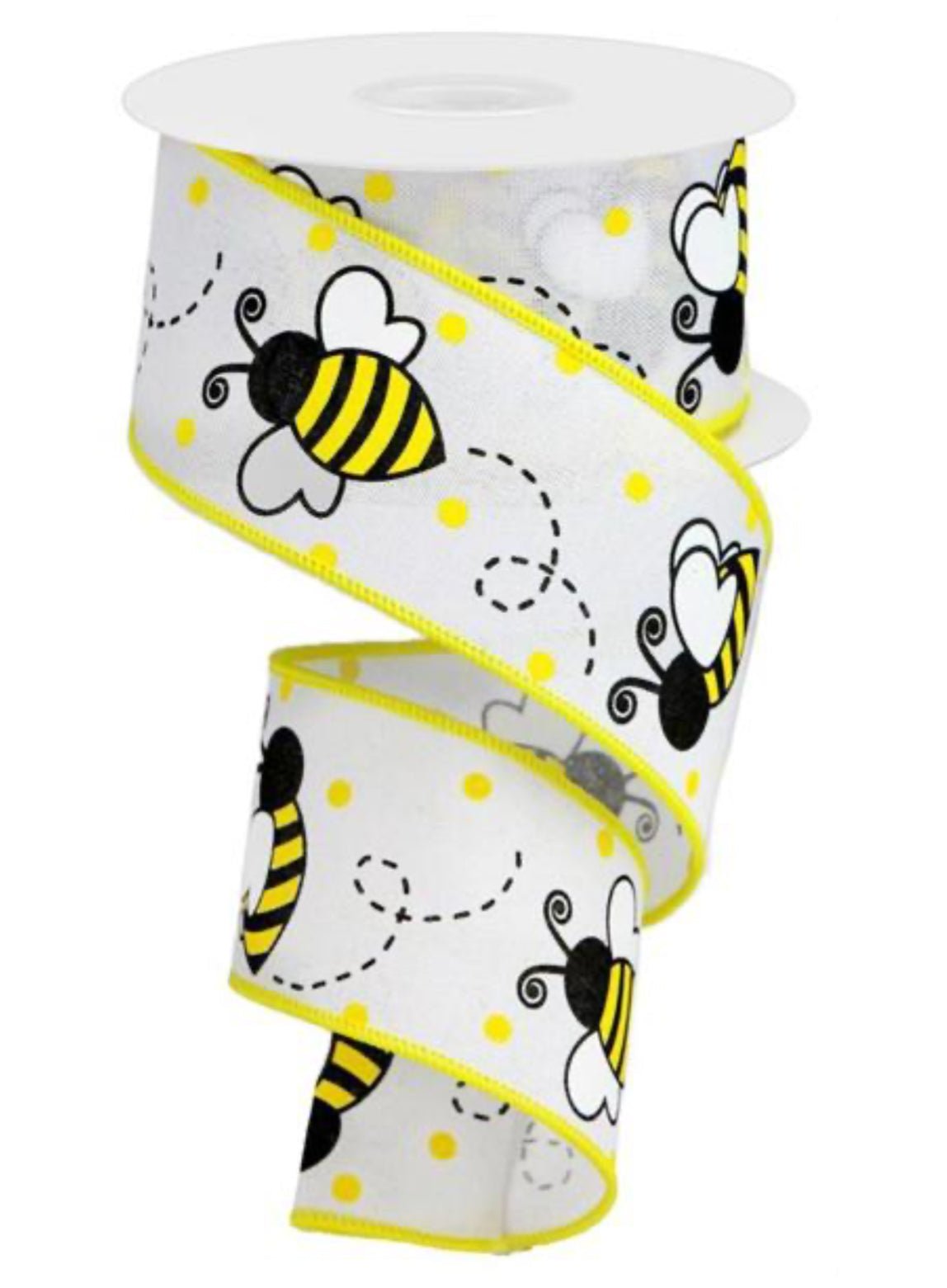White, bumblebee wired ribbon 2.5” - Greenery MarketRGA131927