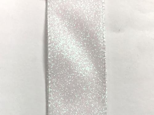 White iridescent all flat glitter wired ribbon, 1.5