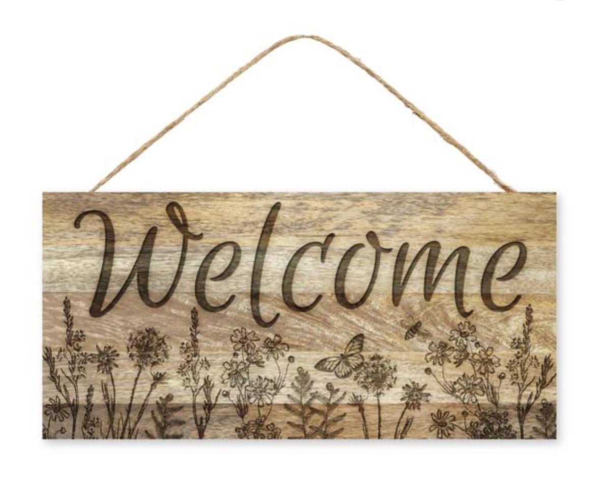 Wildflowers floral Welcome sign - Greenery Marketsigns for wreathsAP7283