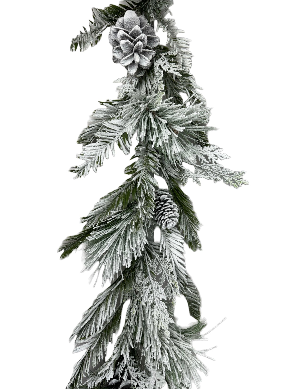 Winter flocked mixed pine garland 6’ - Greenery Marketgreenery85876GA6