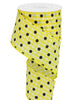 Yellow and black dot gingham check 2.5” wired ribbon - Greenery MarketWired ribbonRG0199929