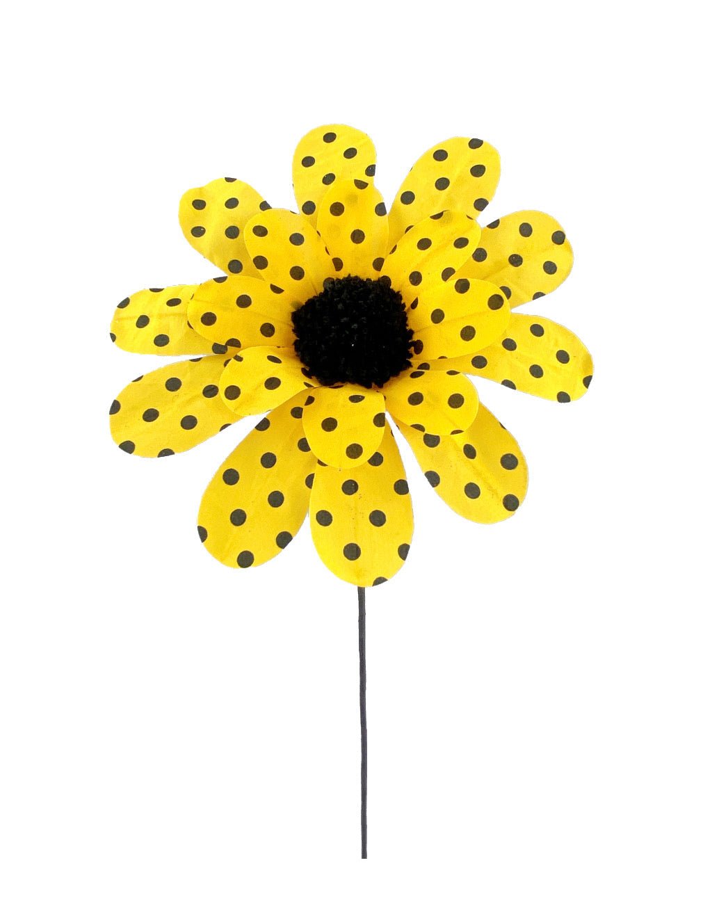 Yellow and black polka dotted flower spray - Greenery MarketPicks62814YWBK