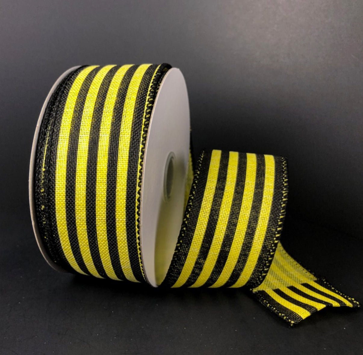 Yellow and Black stripes wired ribbon, 1.5” - Greenery Marketwired ribbon41255-09-49