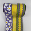 Yellow and lavender daisy bow bundle x 3 wired ribbons - Greenery MarketWired ribbonYellowdaisyx3
