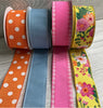 Yellow and pink Floral bow bundle x 4 ribbons - Greenery MarketWired ribbon