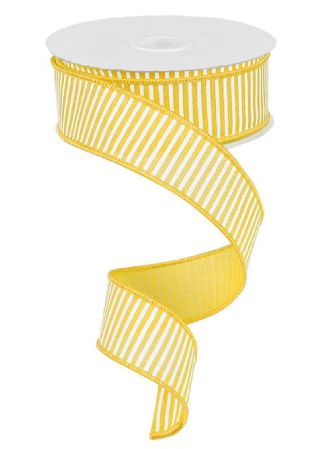 Yellow and white horizontal stripe wired ribbon - 1.5” - Greenery MarketWired ribbonRg178029