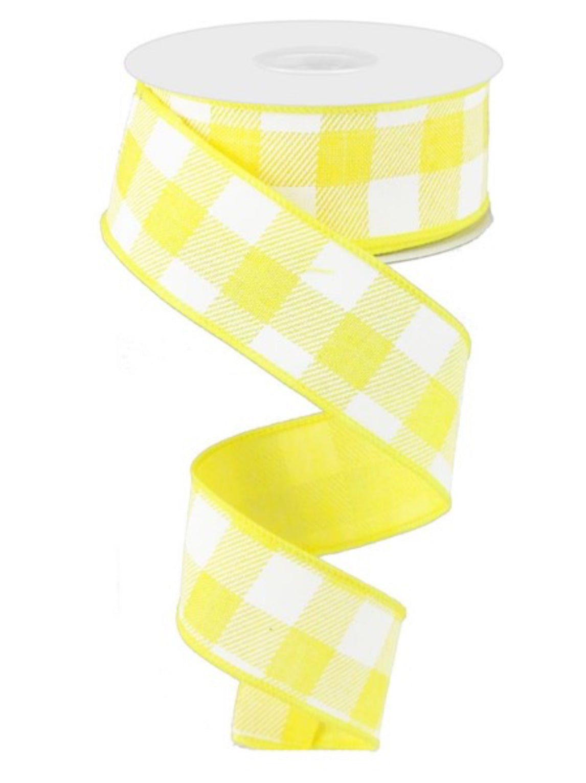 Yellow and white plaid wired ribbon, 1.5” - Greenery Marketwired ribbonRG0179929