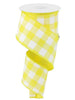 Yellow and white plaid wired ribbon, 2.5” - Greenery Marketwired ribbonRG0180029