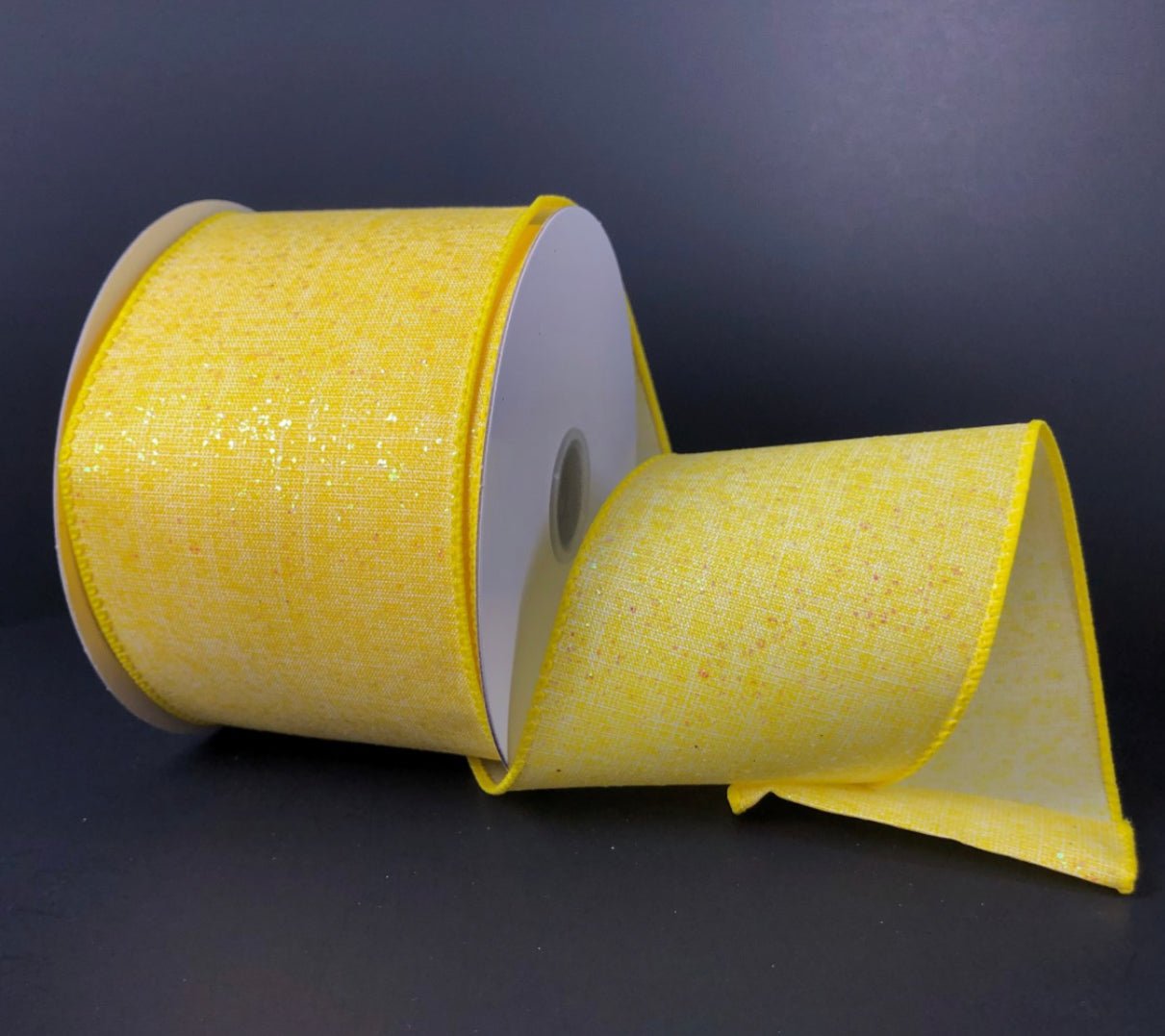 Yellow brights with shimmer wired ribbon, 2.5